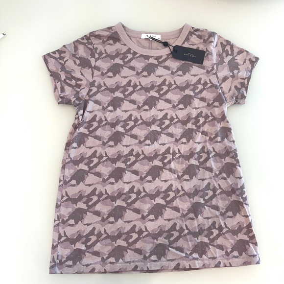NEW Rag & Bone Pima Cotton Slub Jersey Buttery Soft Camo Print T-Shirt Top S - Picture 3 of 7